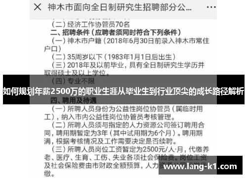 如何规划年薪2500万的职业生涯从毕业生到行业顶尖的成长路径解析
